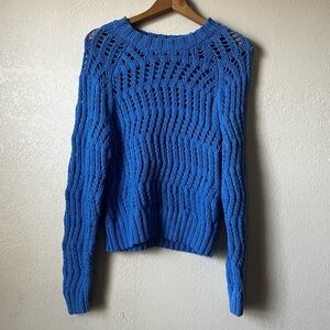 American Eagle Outfitters  Blue Open Knit Sweater